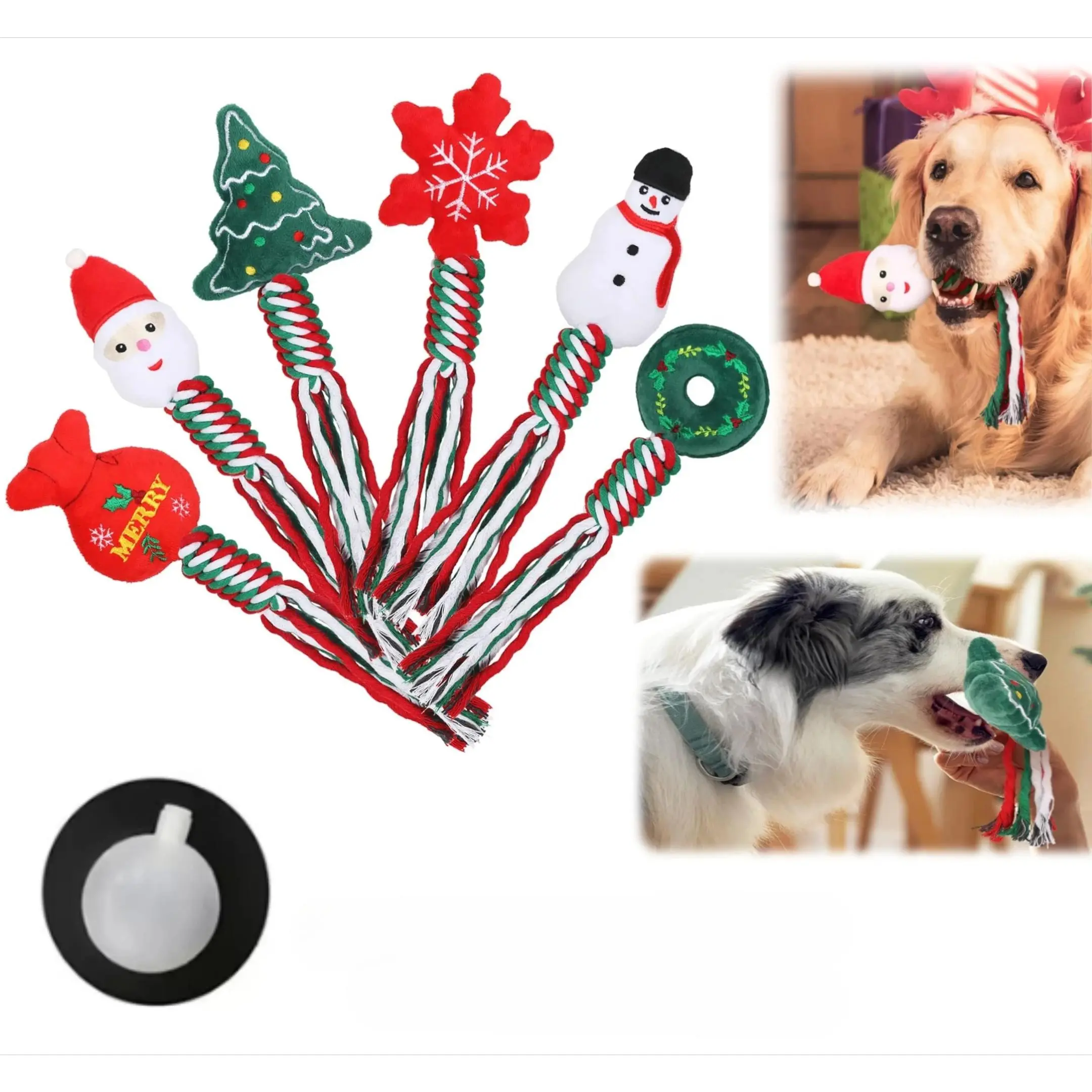 Christmas Pet Chew Toys Dog Rope Toy Puppy Chew Training Toy for Christmas Dog Puppy Pets Chewing Playing Dog Squeakey Chew Toys