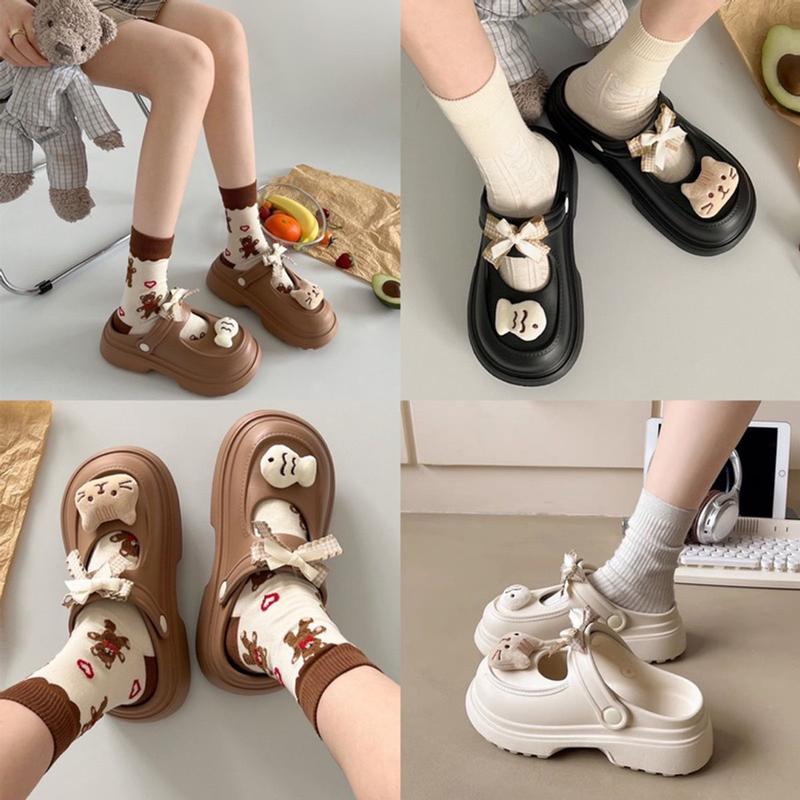 Dép sục nữ phối nơ ChiPi đáng yêu dép sục nữ đế cao DéP GiàY