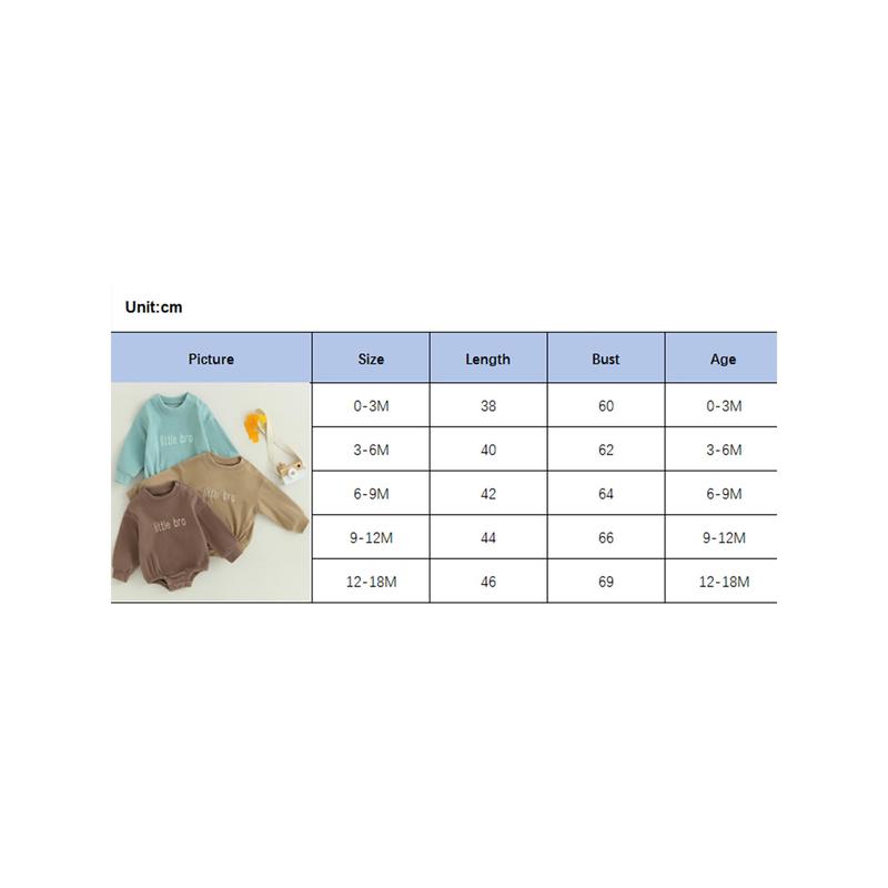 Product Introduction of Baby Boys Autumn Long Sleeve Crew Neck Letter Embroidery Romper 0