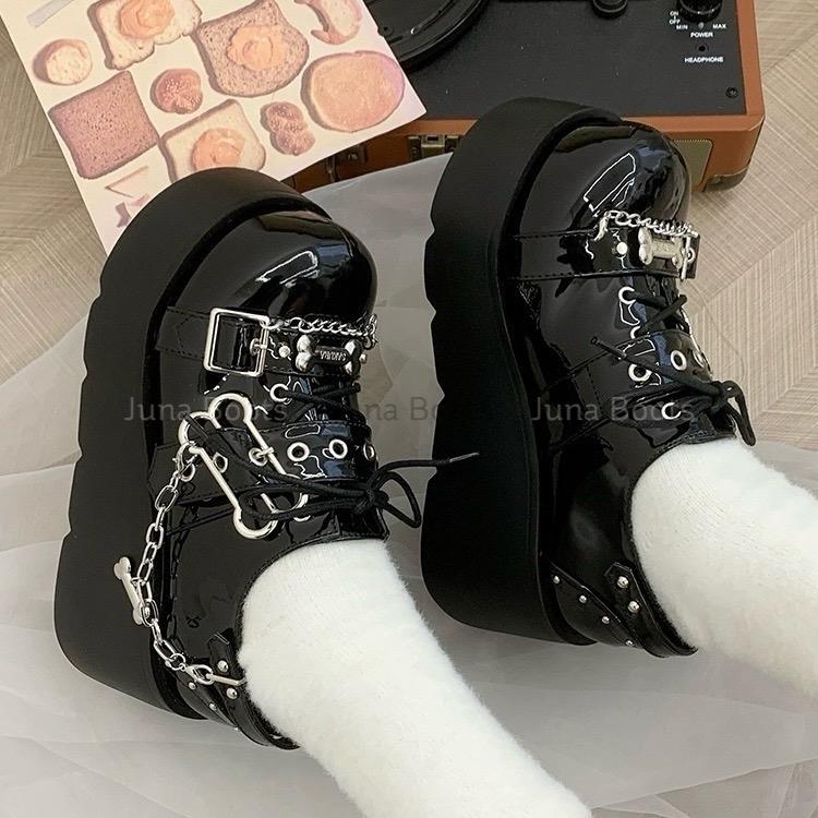 Giày Đế Xuồng Mũi Tròn Phong Cách Punk Rock Ngọt Ngào Y2k Harajuka - Giày Oxford Bánh Mì Nữ Cá Tính Dể Thương