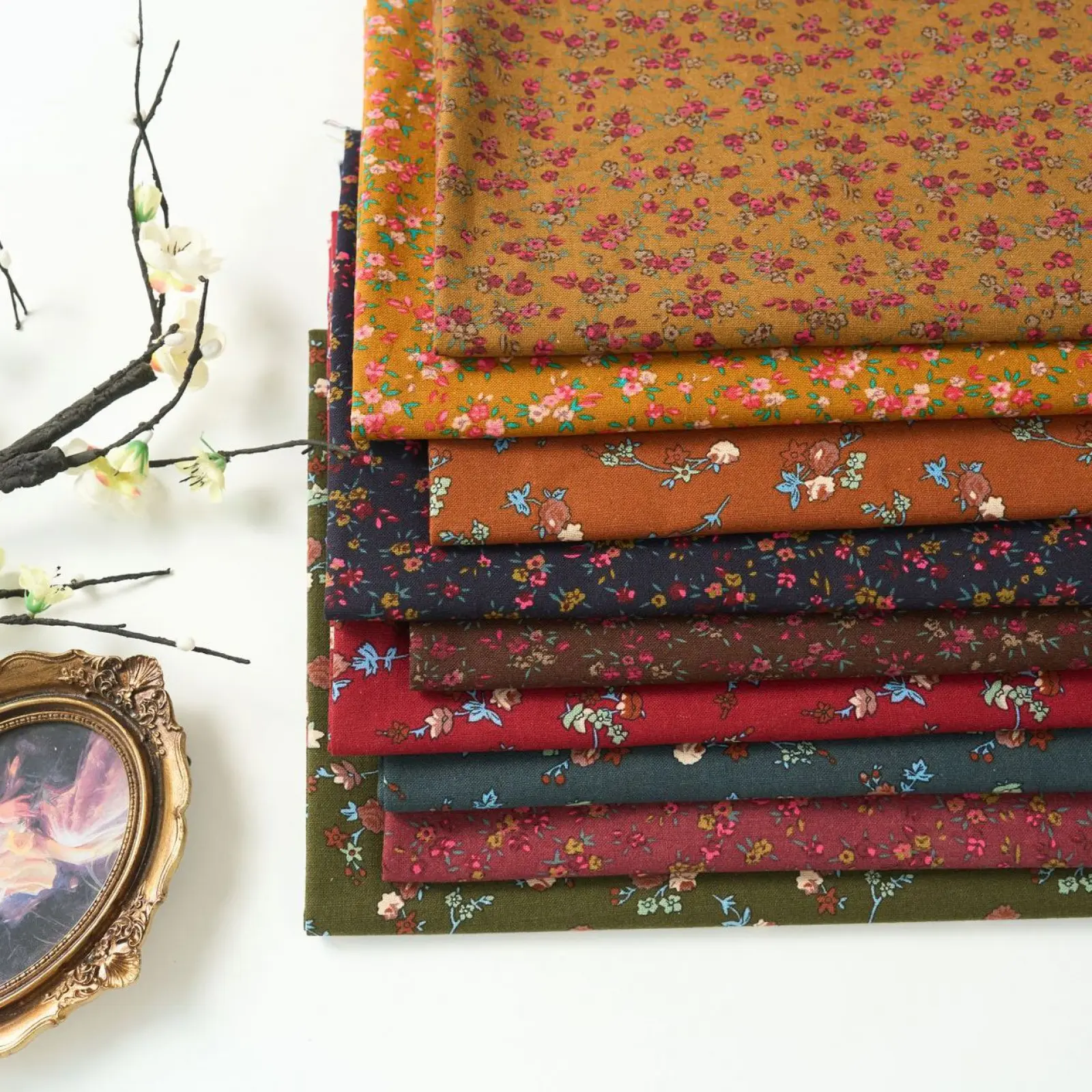 1*1.48M Retro Ethnic Style Bohemian Fabric Printed Cotton and Linen Small Floral Pastoral Style Printed Clothing Fabric