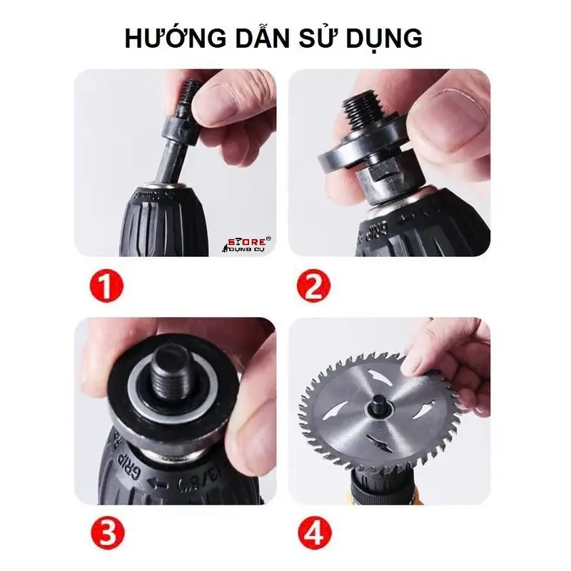 Bộ chuyển đổi máy khoan thành Máy Mài, Máy Cắt, Tay mở máy mài 100mm,  Đầu Chuyển Gắn Máy Khoan Thành Máy Cưa Cắt Mài 1