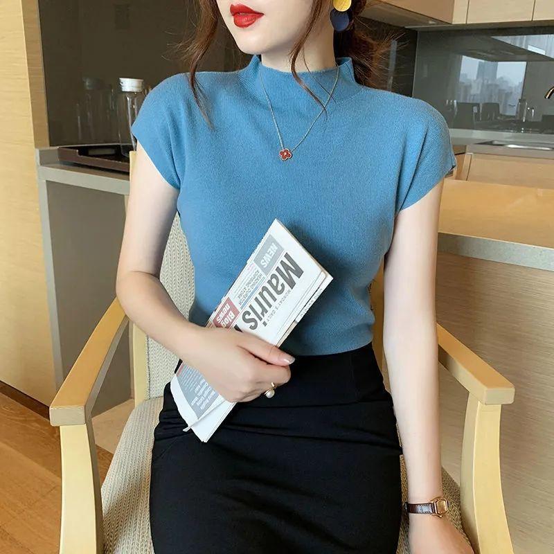 Product Introduction of Áo Len Tay Ngắn Dáng Ôm, Cổ Lọ Nửa, Hàng Mới Về Mùa Hè 2025, Áo Chui Đầu Bó Sát, Dễ Phối Đồ Thích Hợp Cho Lớp Nền Áo Cánh, Có Thể Mặc Bên Trong Áo Cánh, Dành Cho Nữ 10