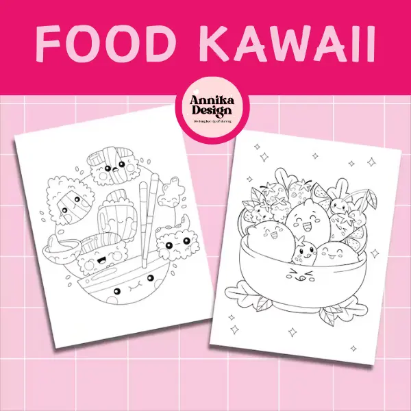 Tranh tô màu các món ăn kawaii, tranh tô màu dễ thương cho các bé - AnnikaDesign 2