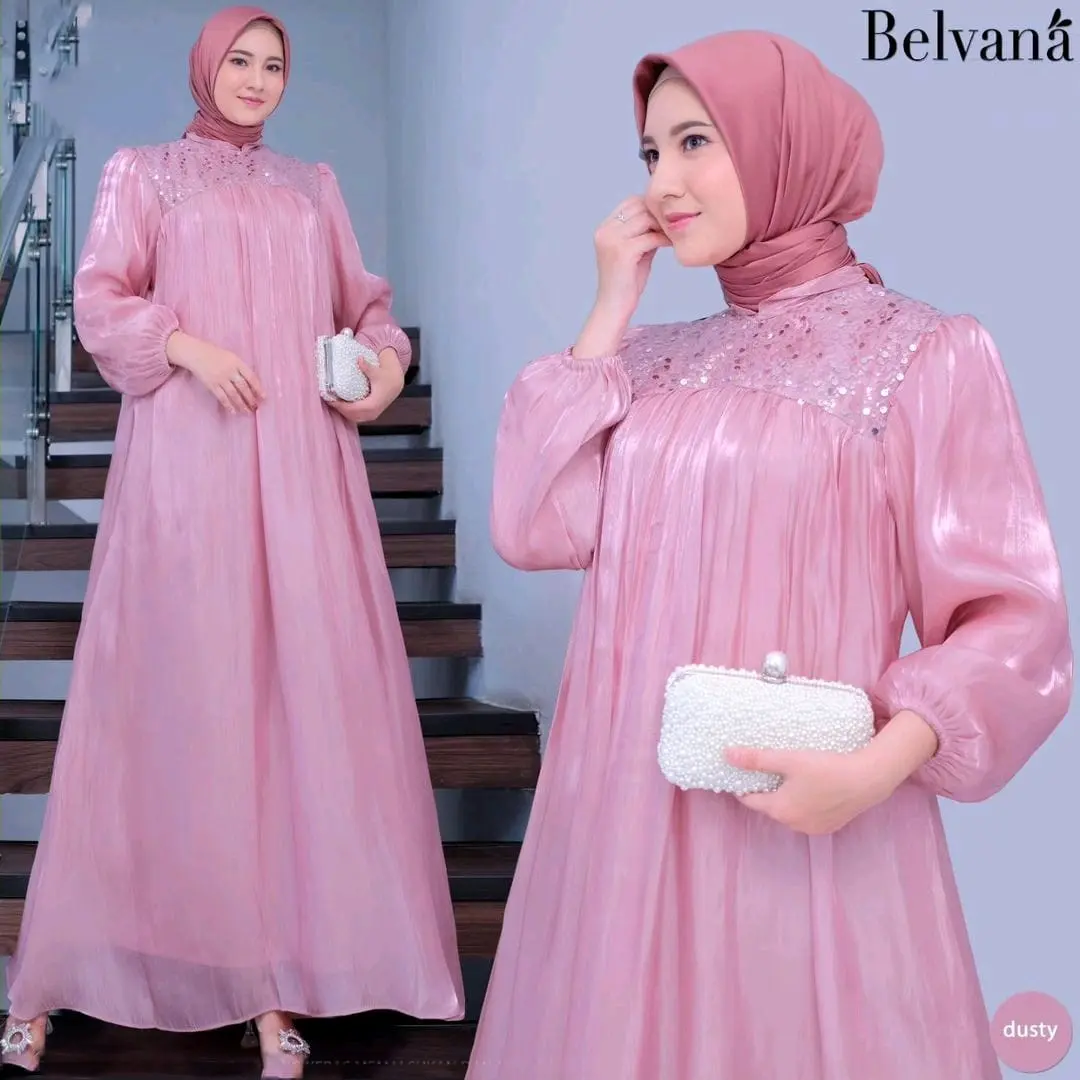 Cod Gamis Mewah Terbaru 2024 Bahan Shimmer silk Premium Warna Hitam Sage Belvana Dress Pesta Baju Kondangan Simple Elegan Fashion Lebaran Wanita Muslim Cantik Nyaman Murah Lembut Gaun Panjang Remaja Zipper Renda Dewasa gamissilkld130jumbo • simpel