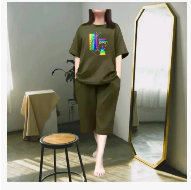 SETELAN CELANA KULOT BABYTERRY WANITA OVERSIZE Atasan Kaos Fit 3