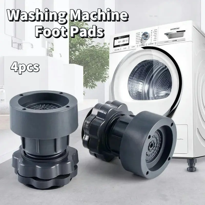 4Pcs Washing Machine Stand Adjustable Heightener Fridge Dryer Leveling Foot Pad
