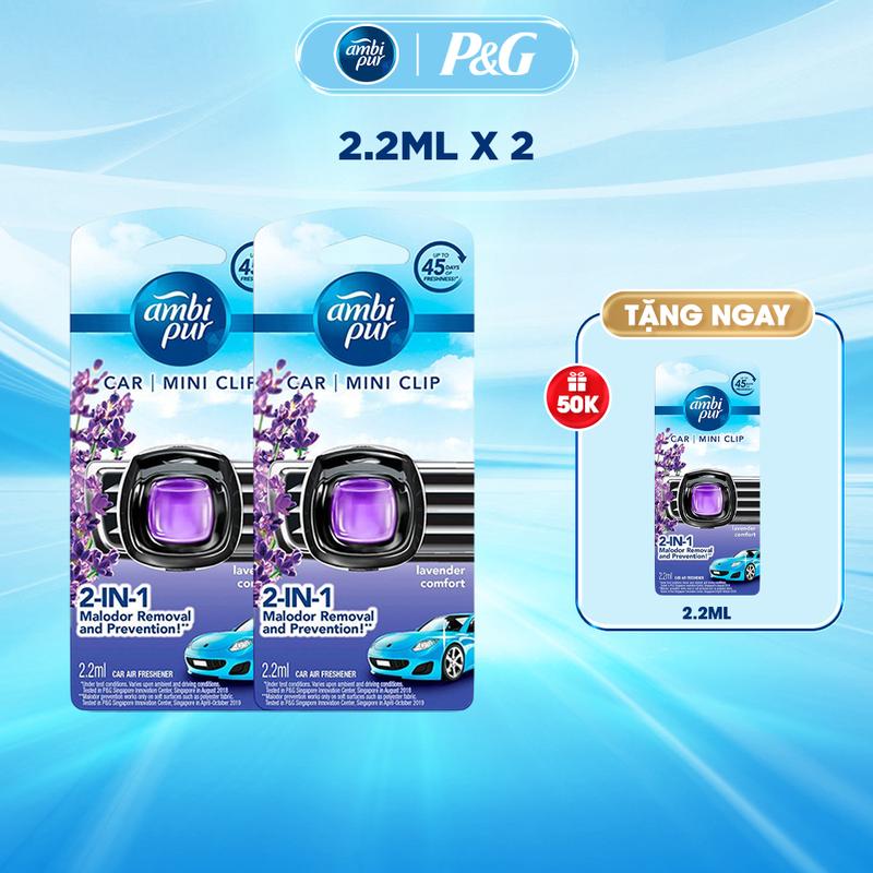 [Mua 2 tặng 1] Nước hoa ô tô Ambi Pur 2.2ml Oải hương/ tươi mát
