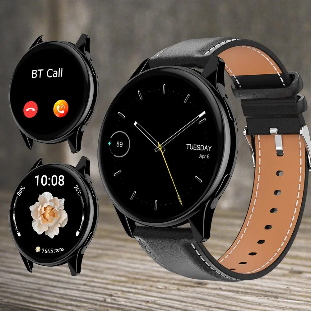 Multifunctional Smart Watch, 1 Count Fashionable Digital Watch with PU Leather Strap, Bluetooth-compatible Call Answer Make Call Watch for Android & iOS Phone