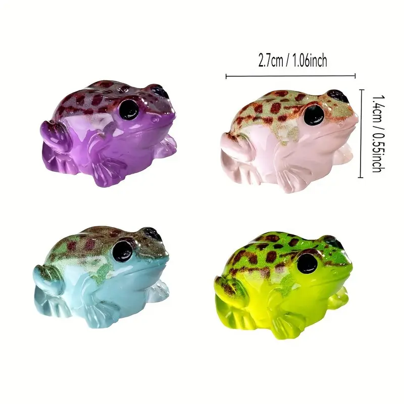 Random Color Glow in The Dark Frog Figurine, 20pcs Micro Landscape Frog Decor, Mini Frog Sculptures, Frog Statues for Home Desk, Moss Office Animal Resin Decor 1