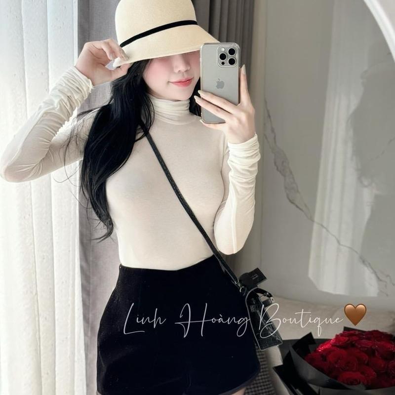 NGOCBICH - áo giấy mỏng cổ lọ chuẩn QCL1 giữ nhiệt Trơn lưu ý áo giấy mỏng k dày dặn WU.33