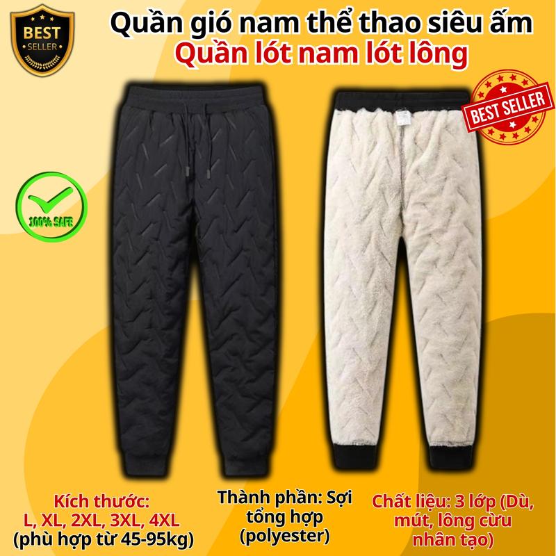 Quần gió lót lông QD2 ấm áp thời trang cho nam, Quần nỉ jogger lót lông QD1 sang trọng và dày dặn D Danido