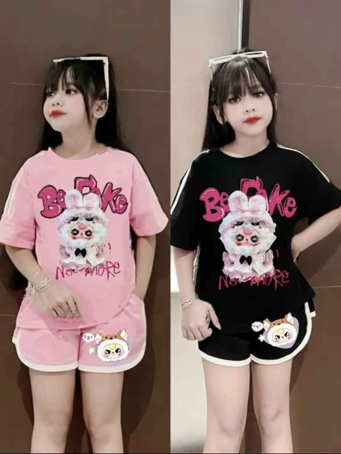 (QCH05) Set bộ ngắn tay in hình BABY THREE dễ thương dành cho bé gái (không túi) size 9-55kg