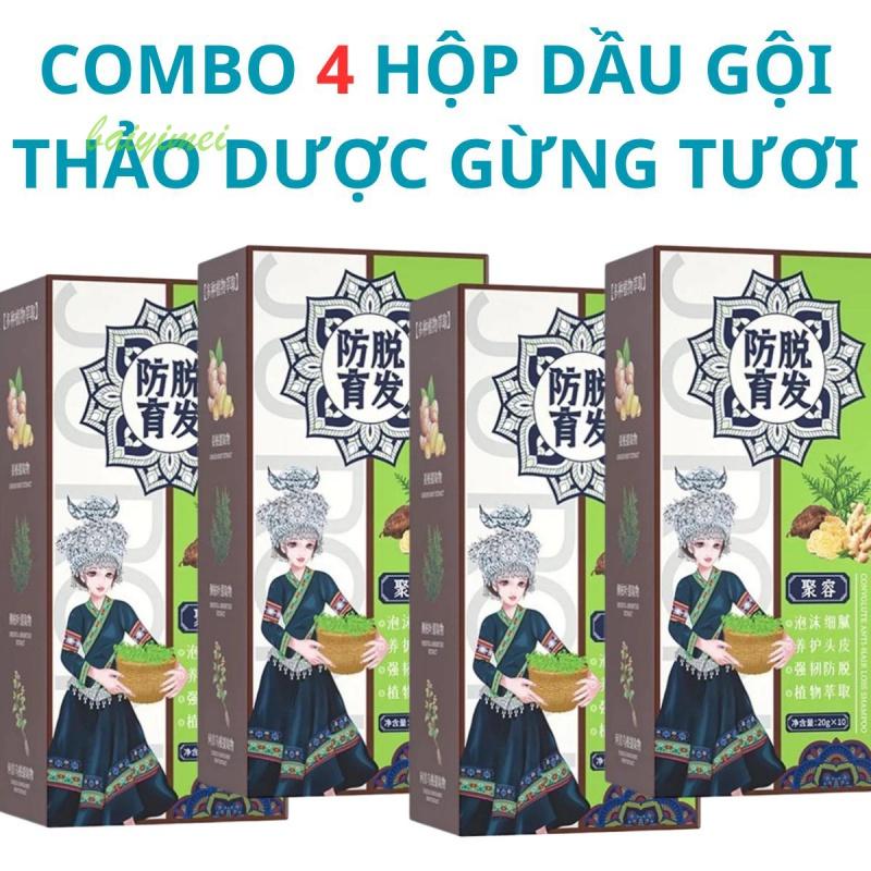 (Combo 40 Gói)Hộp 10 Gói Dầu Gội Gừng Tưởi Hỗ Trợ Chống Rụng Tóc Và Kích Thích Mọc Tóc Giúp Tóc Chắc Khoẻ Tự Nhiên Cho Nam Nữ-LUTAMALY 0