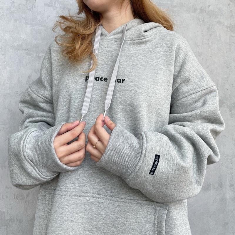 Áo Khoác HOODIE nỉ bông mũ to 2 lớp Unisex form rộng in Silicon dẻo PEACE STAR 8