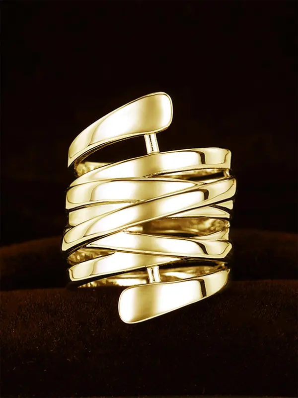 Vintage Hollow Out Geometric Design Wrap Ring, Fashion Accessories for Women, Trendy All-match & Exquisite Jewelry for Birthday Gift 7