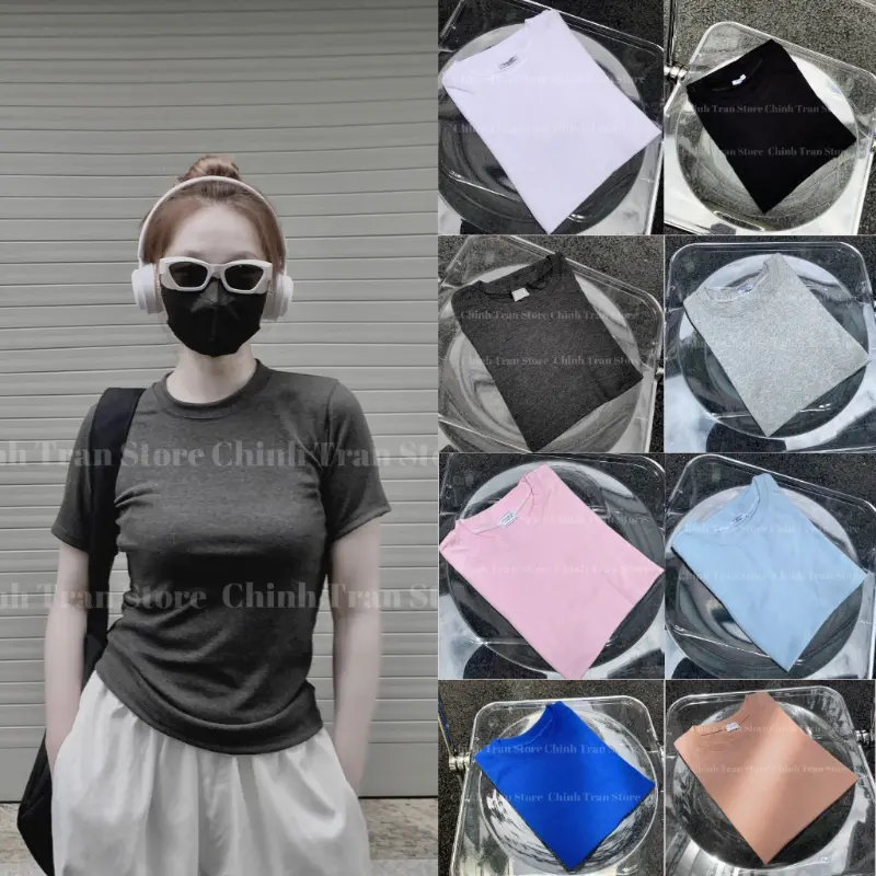 [ Siêu rẻ + hình thật] Áthun trơn form ÔM babytee đủ màu basic chất liệu thun con giãn 4 chiều fit dáng siêu đẹp Nữ Women Top Cổ Tròn Áo 2