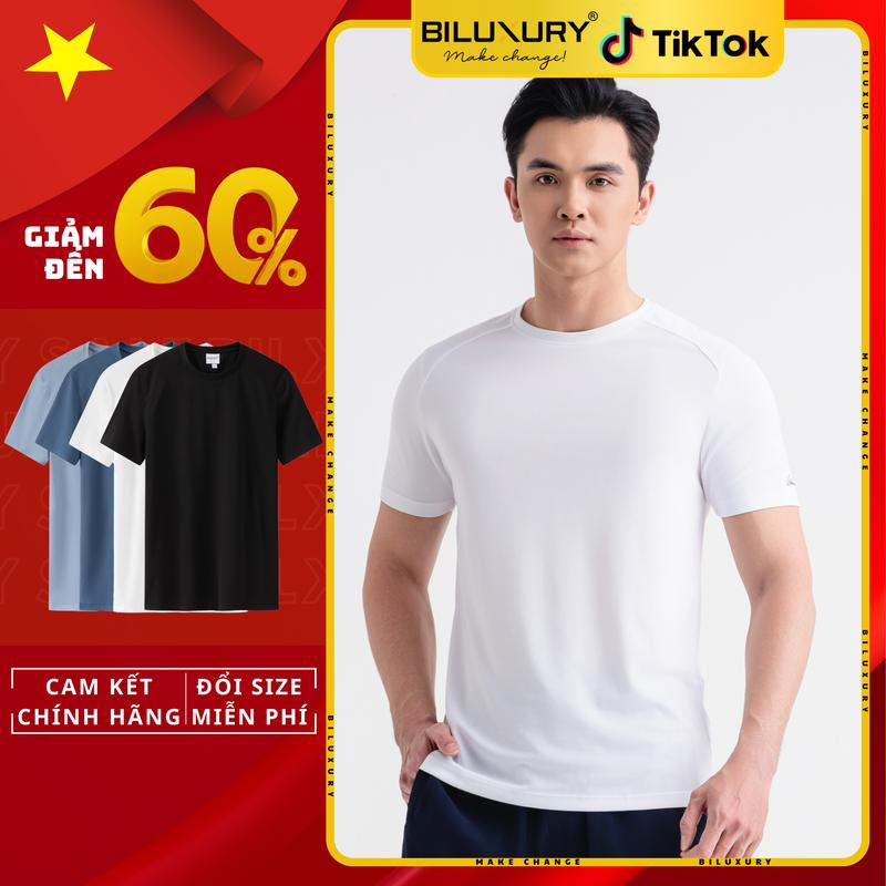 [Combo 2 Áo Giảm 50%] Áo Thun Nam BILUXURY Basic, Co Dãn, Chống Nhăn 8APKB402/420 Form Slimfit Ôm Vừa, Thoải Mái - Menswear T-shirt Top Áo Phông Cổ Tròn Đen
