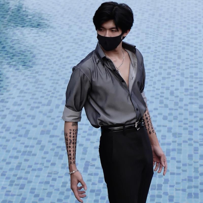 Áo sơ mi denim lụa cổ Button down Athena , ít nhăn , thấm hút tốt , siêu nhẹ , không bạc màu , không rút . Nam Menswear Shirt 5