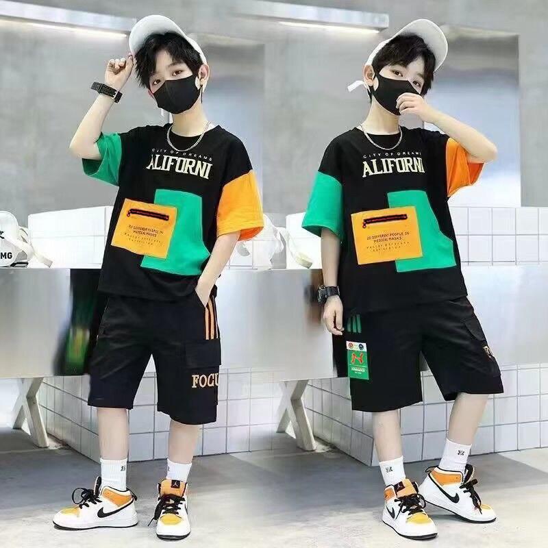 Bộ Đồ Mùa Hè Cho Bé Trai, Quần Áo Trẻ Em, Phong Cách Phương Tây, Cỡ Trung Bình Và Lớn, ngắn Tay, Đẹp Trai, Ngầu, Thời Trang, Dễ Thương, Thân Thiện Với Làn Da, Làm Bằng Vải Chất Lượng Cao, Tuyệt Vời Cho Mùa Hè 0