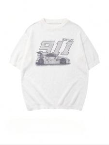 Men's Car Print Round Neck Tee, Loose Street Fashion Casual Short Sleeve T-shirt for Daily Wear, Men's Summer Clothes, Top