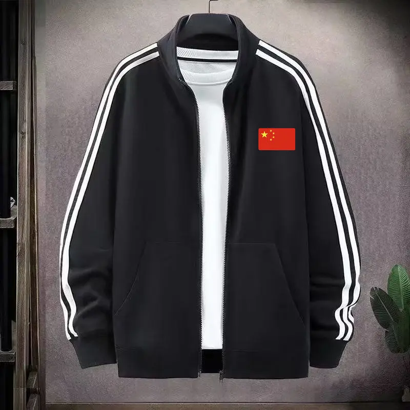 Áo Khoác Thể Thao Chạy Bộ Đầu Mùa Thu, Unisex, Dáng Rộng Vừa Vặn, Cổ Chân Đế, Áo Nỉ In Hình, Thương Hiệu Hợp Xu Hướng Ba Sọc, Áo Khoác Thường Ngày Thời Trang, Dễ Phối Đồ, Cá Tính, Thích Hợp Cho Mùa Xuân Và Mùa Thu, [1606 Người]