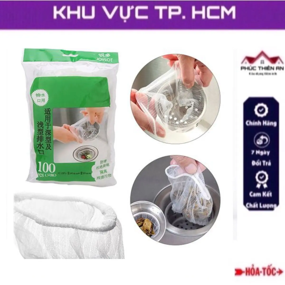 Combo 100 túi lọc rác bồn rửa chén, bát siêu tiện dụng