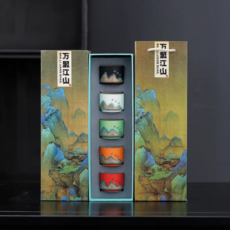 Bộ Cốc, Xu Hướng Trung Quốc Văn Hóa Và Sáng Tạo, Cốc Chủ, Bát Trà Gốm Sứ Wanli Jiangshan, Hộp Quà, Thích Hợp Cho Khai Trương Công Ty Và Quà Tặng Cuộc Họp Hàng Năm 8