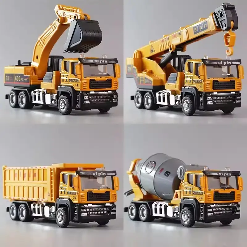 New product 1: 60 alloy engineering transportation vehicle model,simulation tower crane mixer truck toy,wholesale