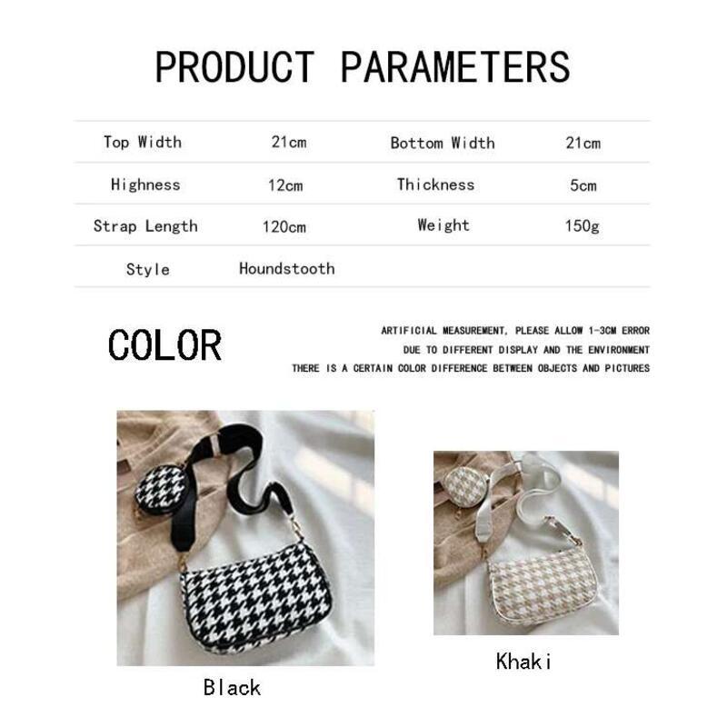 Product Introduction of Female Vintage Plaid Printing Shoulder with Mini Round Purse Pendant Women Casual Small Crossbody Bags 2pcs Composite 2