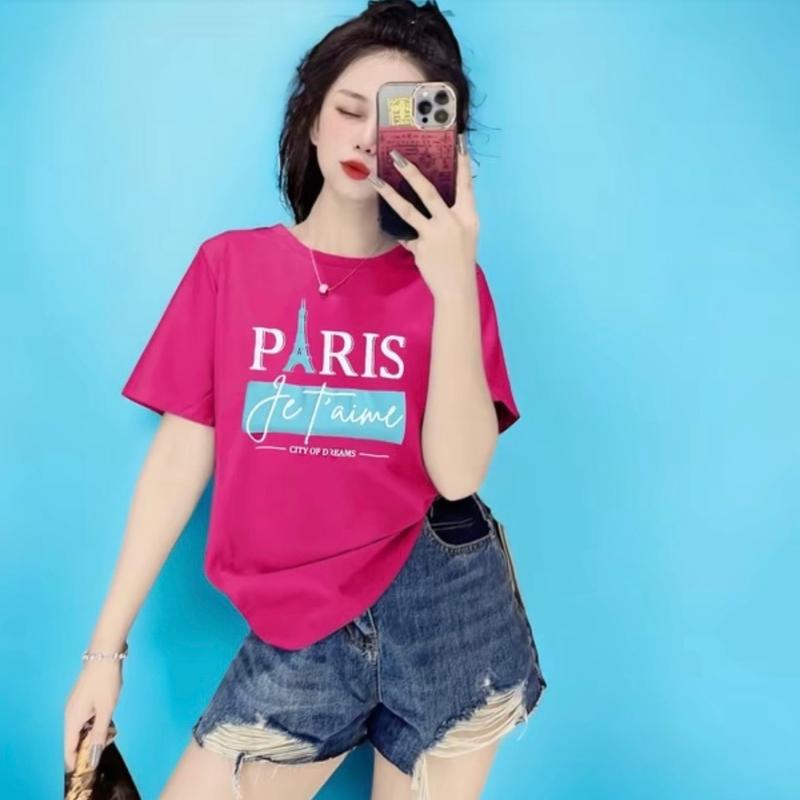 Mã 30 - Áo thun thái form vừa (40-58kg) Top Nữ Cotton Cổ Tròn Menswear Women 5