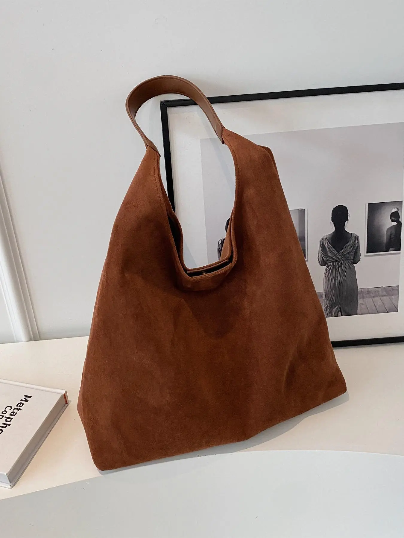 Women's Solid Color Tote Bag, Large Capacity Shoulder Bag for Daily Used, Casual Trendy Versatile High-quality Daily Commuting Bag, Girl Fashionable Shopping Bag