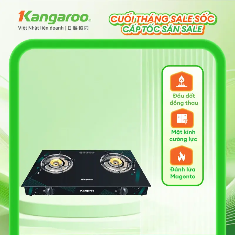 [ L ] [DEAL SIÊU SỐC ] Bếp ga dương mặt kính Kangaroo KGGS69G2E đầu đốt ĐỒNG tiết kiệm Gas, kiềng bếp tháo rời dễ dàng. 4