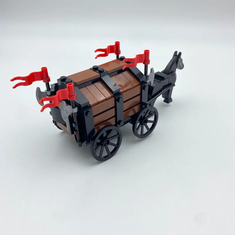 Medieval Ancient Chariot Transport, Western Chariot, Prisoner Chariot, Small Particle Building Block Assembly Transport, Christmas Gift 2