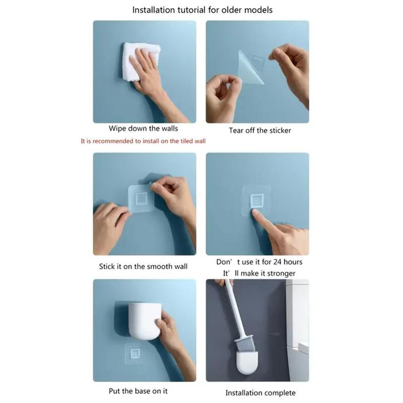Product Introduction of Silicone Toilet Brush with Holder, 1 Count Wall Mounted Punch Free Toilet Brush with Handle, Bathroom Cleaning Tool, Bathroom Supplies 5