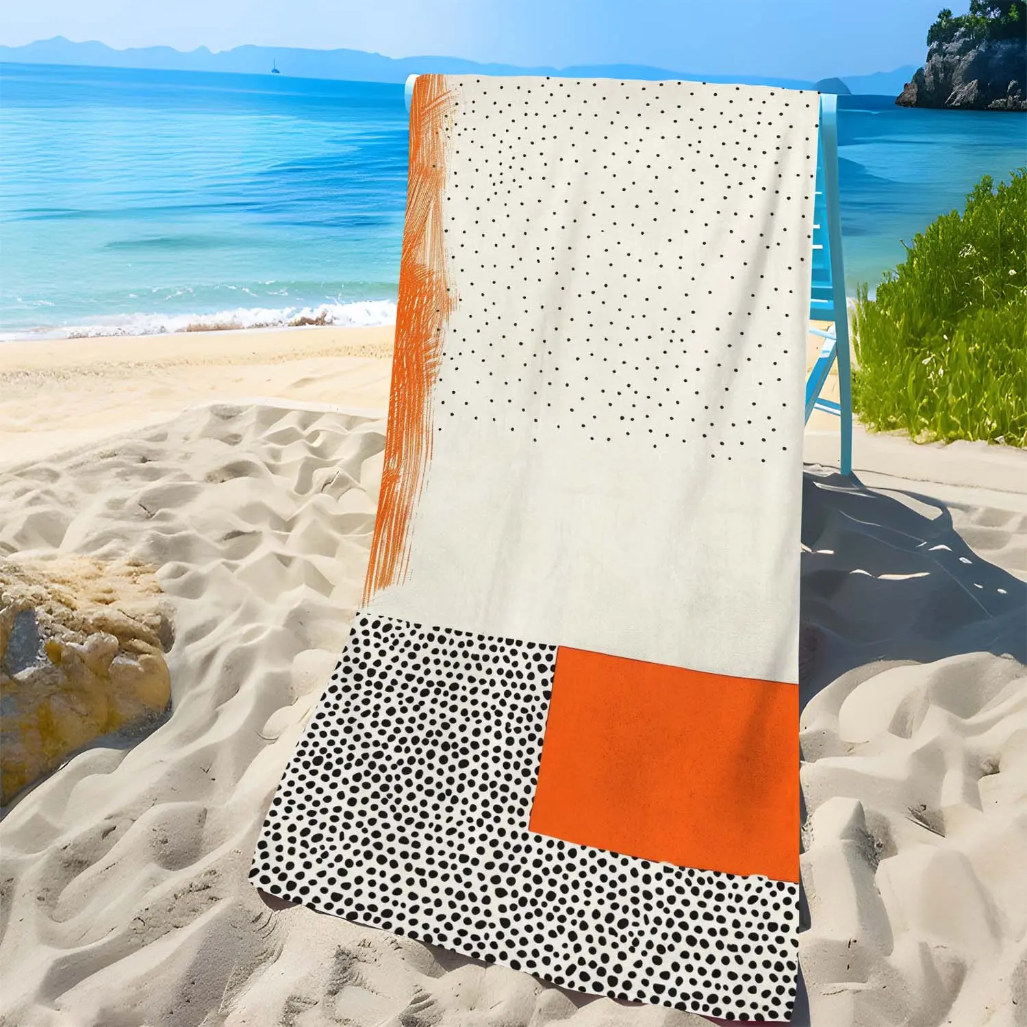 Creative Polka Dot Pattern Beach Towel, Soft Comfortable Lightweight Sand-proof Beach Towel, Water Absorbent Towel for Travel Swimming, Camping