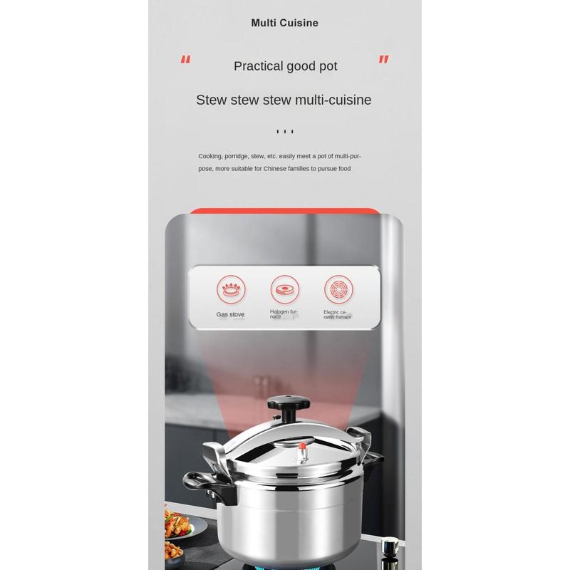 Product Introduction of Multifunctional 2.5-11L High Pressure Cooker Aluminum Large Capacity Saucepan Stew Pot Uncoated Explosion-Proof Kitchen Cooking Tool Resturant 32
