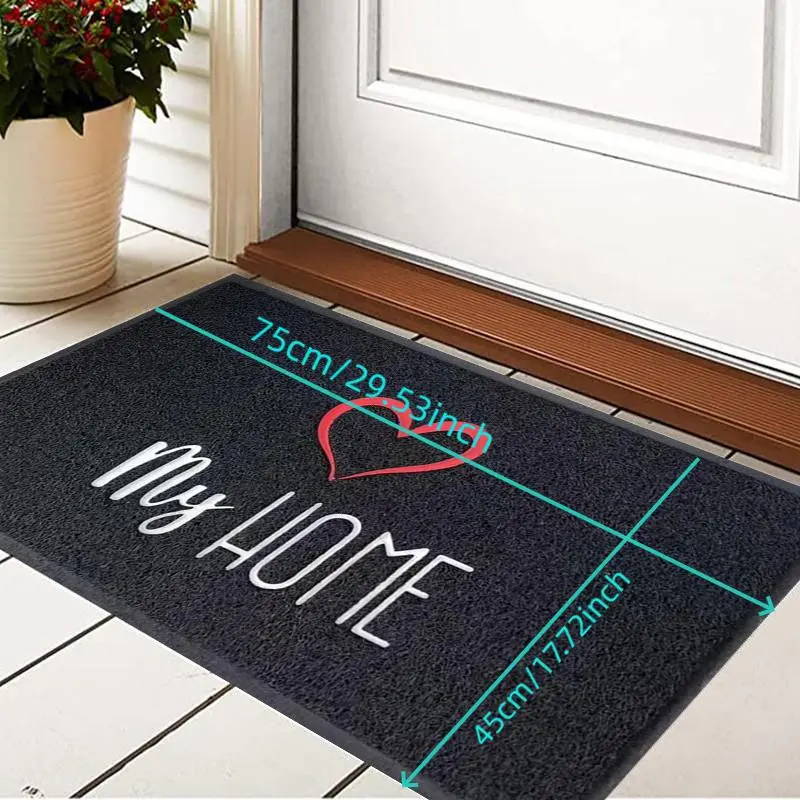 Heart & Letter Pattern Door Mat, 1 Count Non-slip Doormat, Home Decor Front Doormat, Durable Floor Mat for Outdoor, Indoor, Garage, Entryway 2