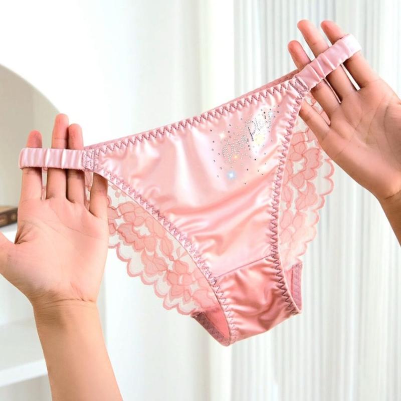 Product Introduction of QUẦN LÓT NỮ DÂY SƯỜN LỤA SATIN BÓNG, VẢI LƯỚI VIỀN HOA XUYÊN THẤU, ĐÍNH HẠT KIM cươnġ SANG TRỌNG, GỢI CẢM 9