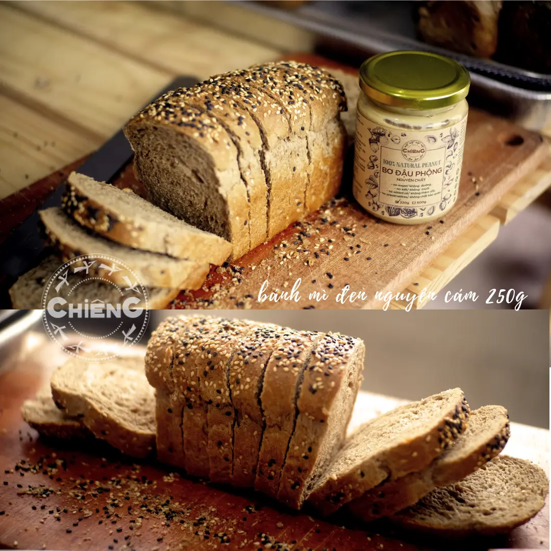 Bánh Mì Đen Nguyên Cám truyền thống/ mix nho/ yến mạch/ Tinh than tre Ăn Kiêng, Healthy 250g - CHIÊNG FOOD