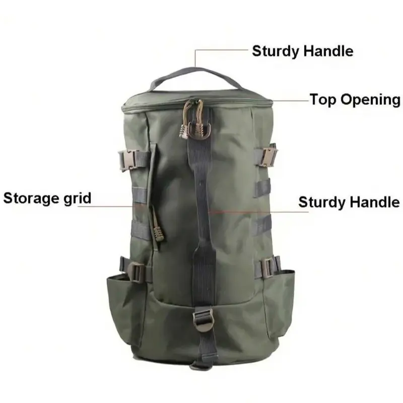Fishing Gear Backpack, 1 Count Durable Oxford Cloth Sports Fishing Equipment Bag, Multi-grid Fishing Backpack with Rod Holder, Outdoor Fishing Accessories 2