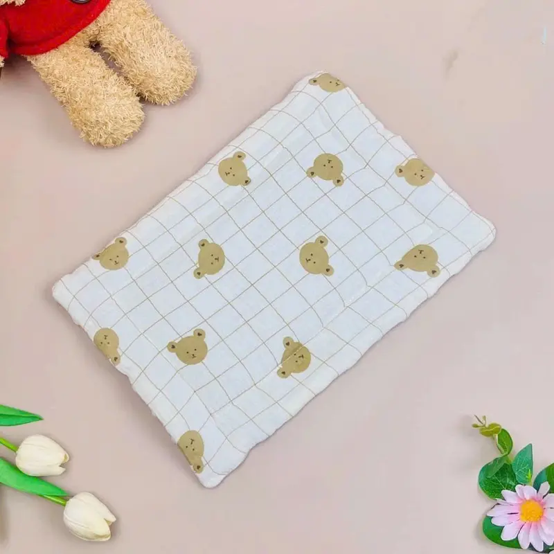Gối Xô Muslin Cho Bé Sơ Sinh Hạt Đậu, Gối Trần Bông Nhung Đỗ Mềm Mại, Êm Ái Cho Bé 2