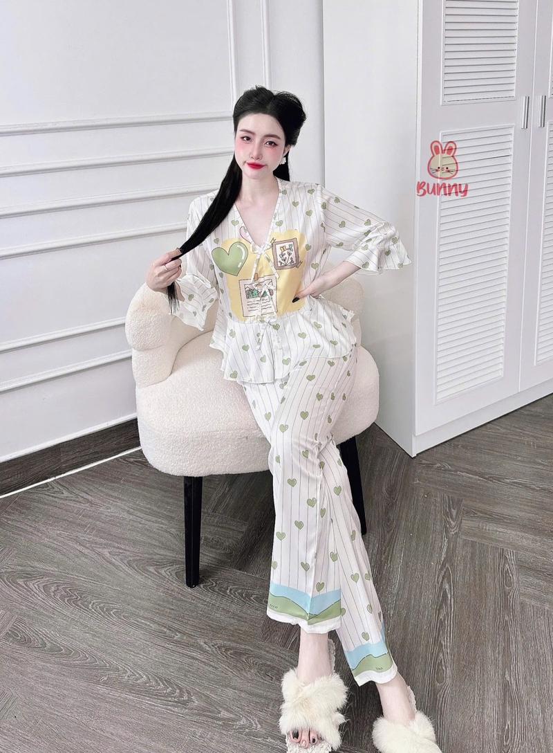 Product Introduction of Pyjama TNQD form babydoll - tay lỡ - chất liệu lụa latin - size <58kg Nữ 3