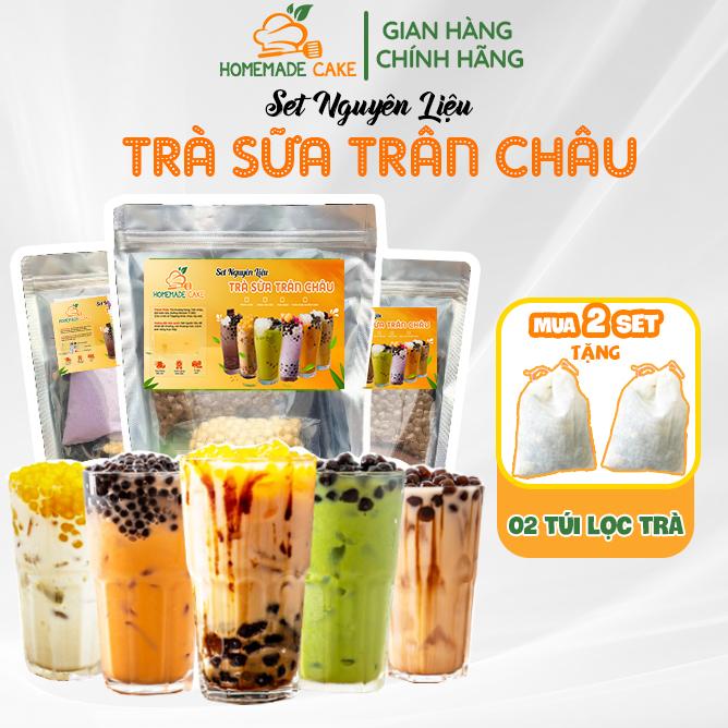 Set nguyên liệu Trà Sữa 15LY -FREESHIP- Set làm Trà Sữa Trân Châu full Topping tự pha tại nhà chuẩn vị Phúc Long Thái Xanh Đường Đen
