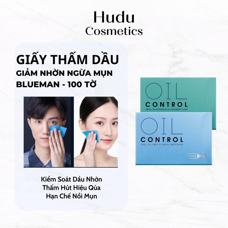 Giấy Thấm Dầu Da Mặt Nam Nữ BLUEMAN Giảm Nhờn Ngừa Mụn 100 Tờ 1 Hộp Eyeshadow Tạo Khối Trang Điểm Đánh Mắt