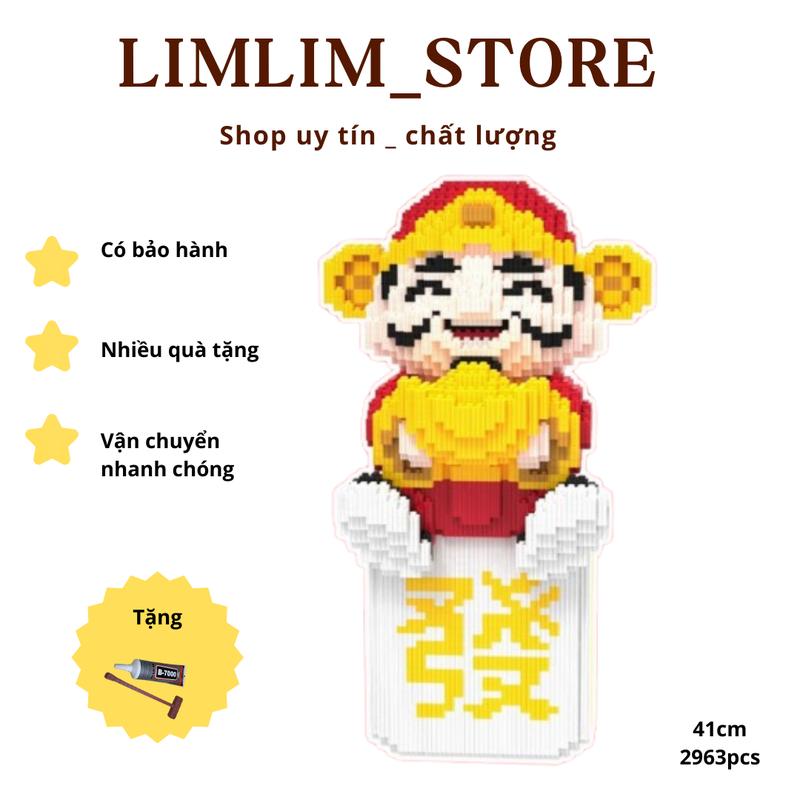 Trò chơi lắp ghép mô hình Thần tài ngồi mã 82098 41cm - 2963pcs (Tặng búa keo ). Lắp ráp,decor, trang trí.. Tháo Lắp Toy Đồ Chơi
