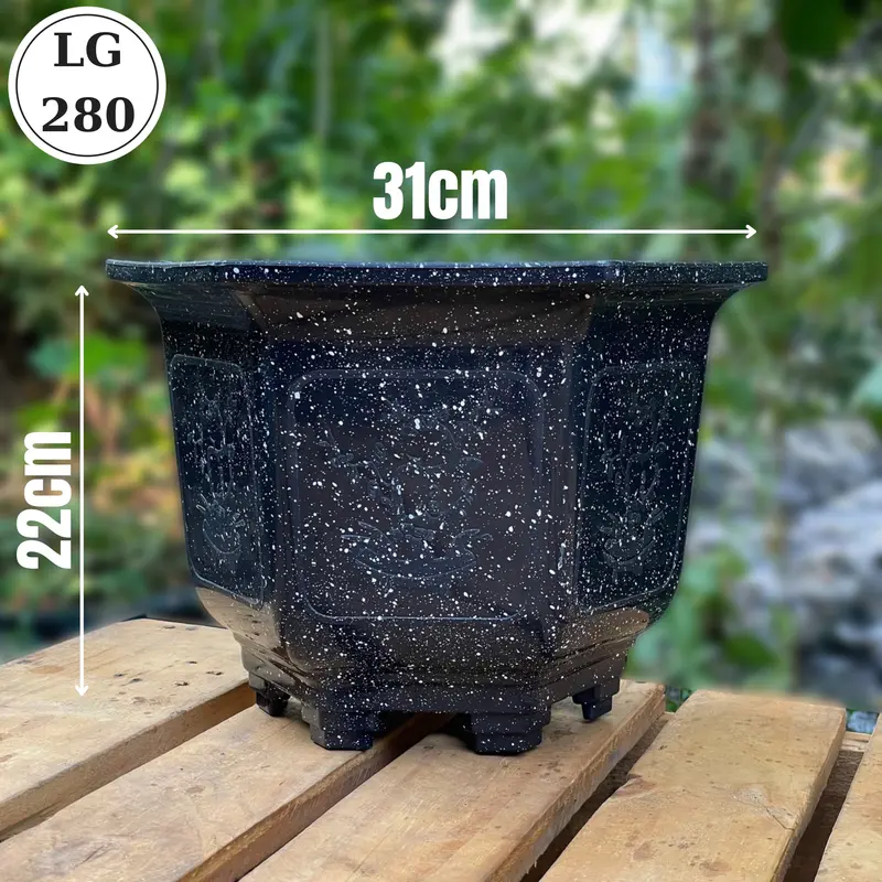 [5 Cái] Chậu Nhựa Lục Giác 280 (31x22) + Tặng 1 Chậu LG250 0