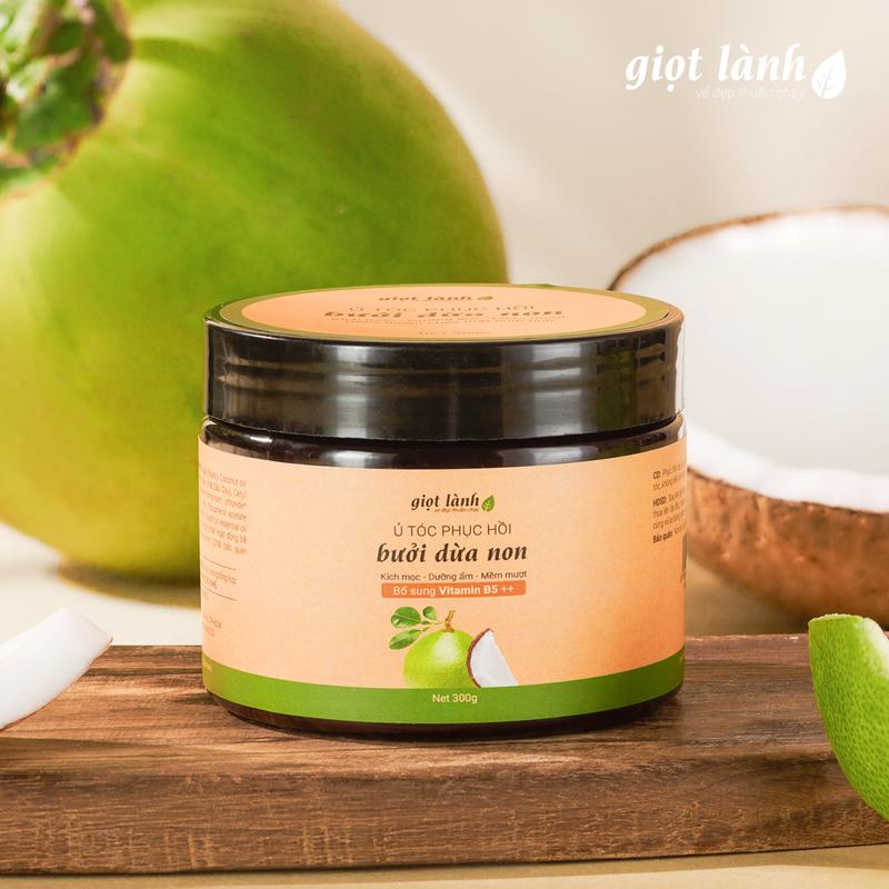 Kem ủ tóc bưởi dừa non Giọt Lành - Dưỡng ẩm, Giảm xơ rối, Phục hồi hư tổn 300gram