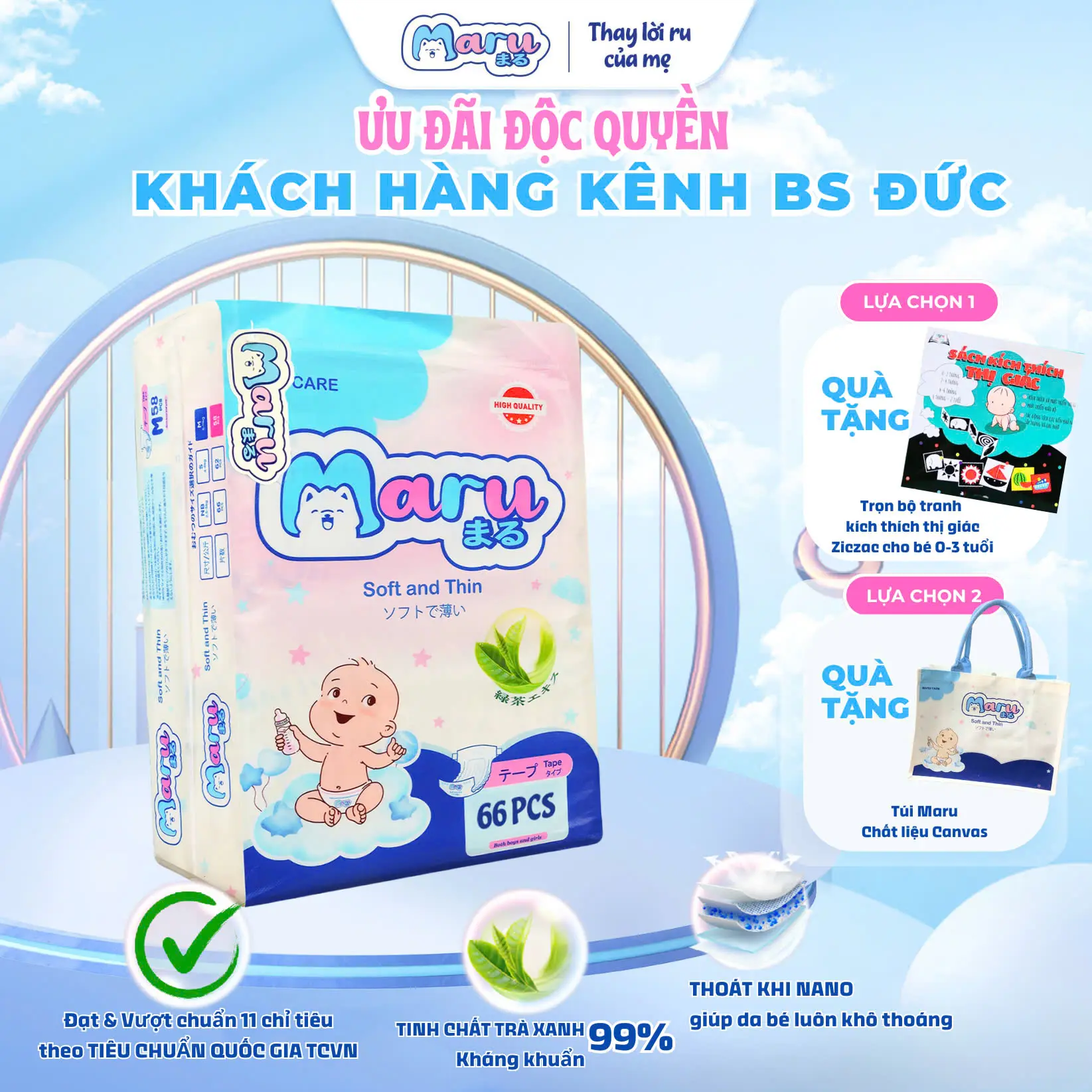 [Ưu Đãi Kênh BS Đức] Tã Bỉm Maru Care Cho Bé - Được Kiểm Nghiệm Bới Tổng Cục Tiêu Chuẩn Đo Lường