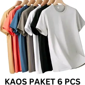 Kaos shoop 6 PCS 100rb kaos polos bahan Cotton 24s / FE SHOP TEBAL